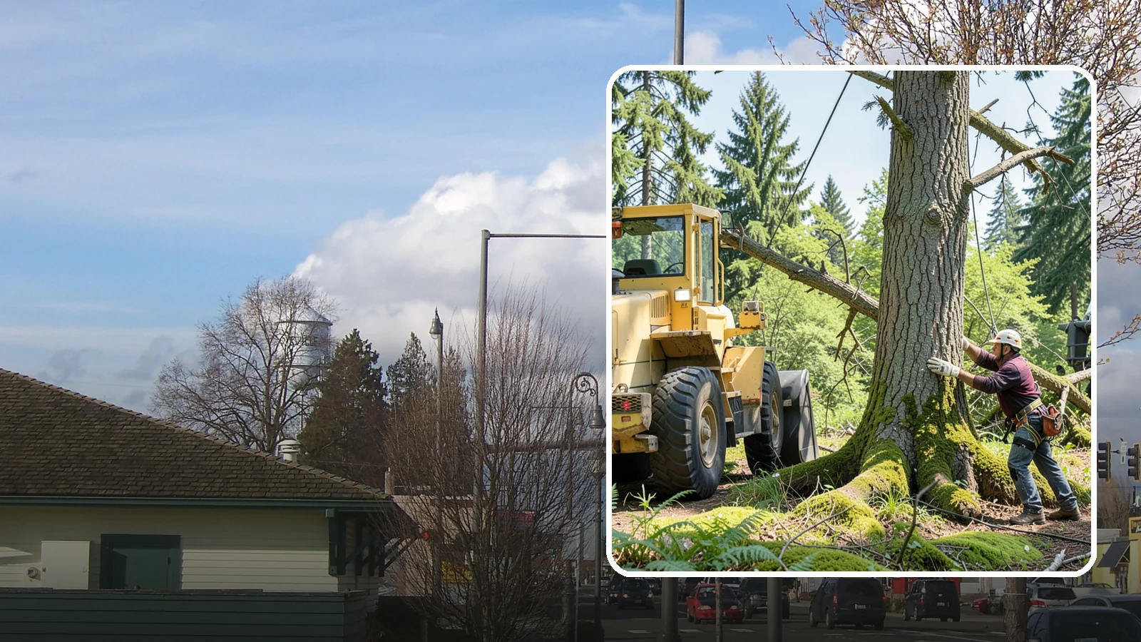 Hanging limb removal in Marysville, Snohomish County, WA - The removal of broken, suspended limbs.