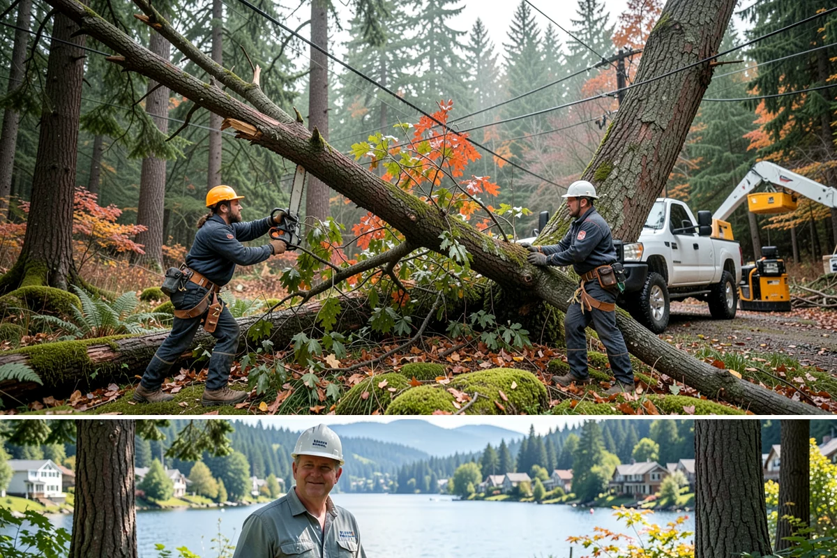 Hanging limb removal in Milton, King County, WA - This storm response service is performed immediately following severe weather events to eliminate hazards when hanging branches...