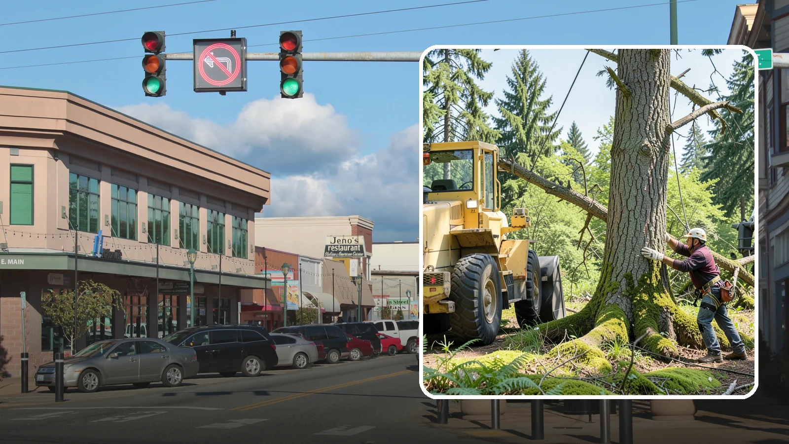 Hanging limb removal in Monroe, Snohomish County, WA - The removal of broken, suspended limbs.