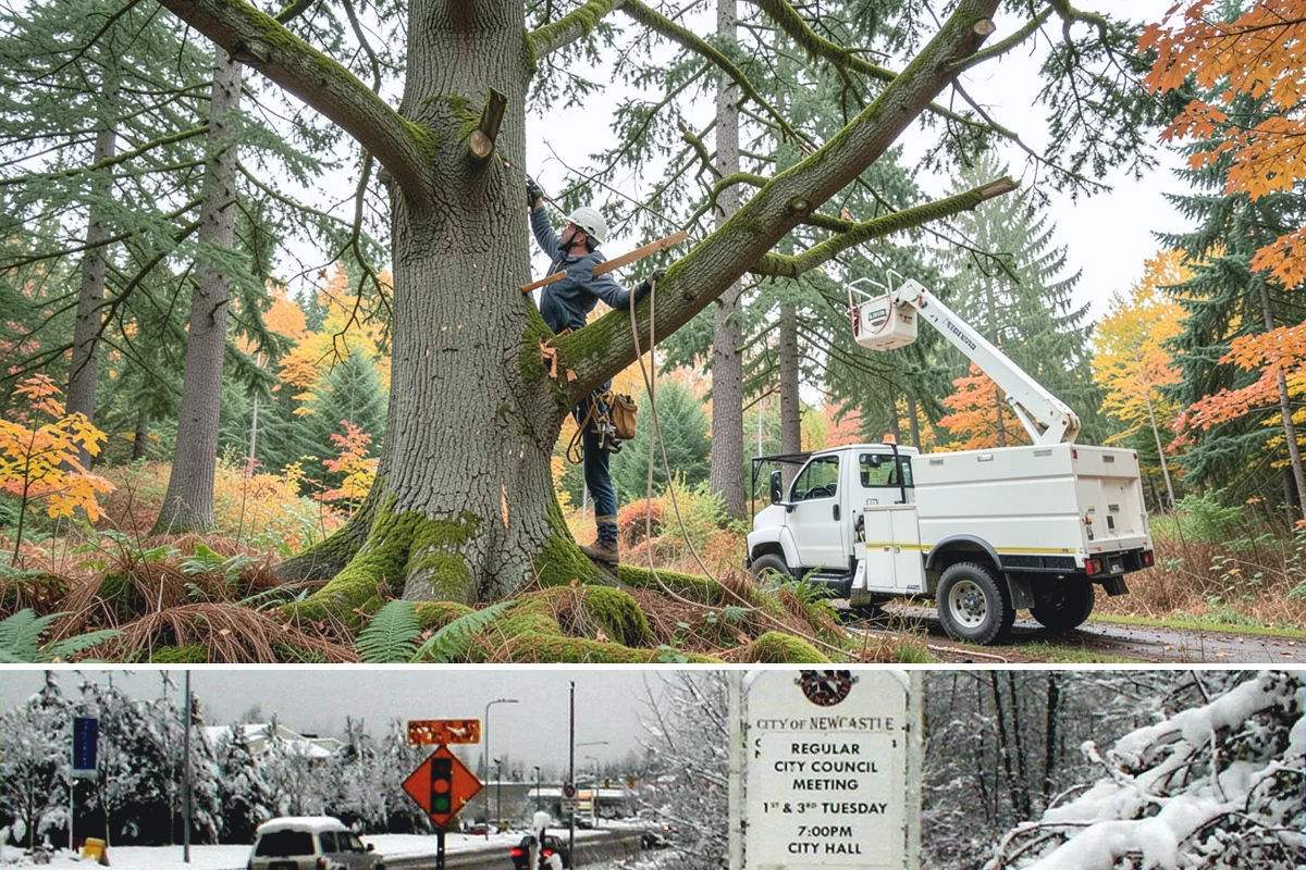 Hanging limb removal in Newcastle, King County, WA - This storm response service is performed immediately following severe weather events to eliminate hazards when hanging branches...
