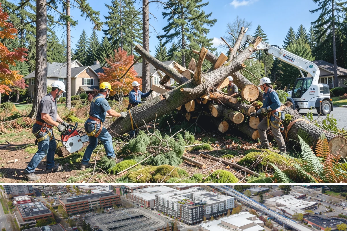 Hanging limb removal in Redmond, King County, WA - This storm response service is performed immediately following severe weather events to eliminate hazards when hanging branches...