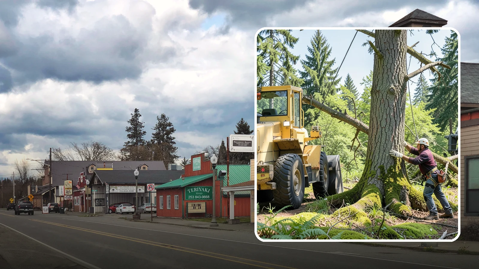Hanging limb removal in Roy, Pierce County, WA - The removal of broken, suspended limbs.