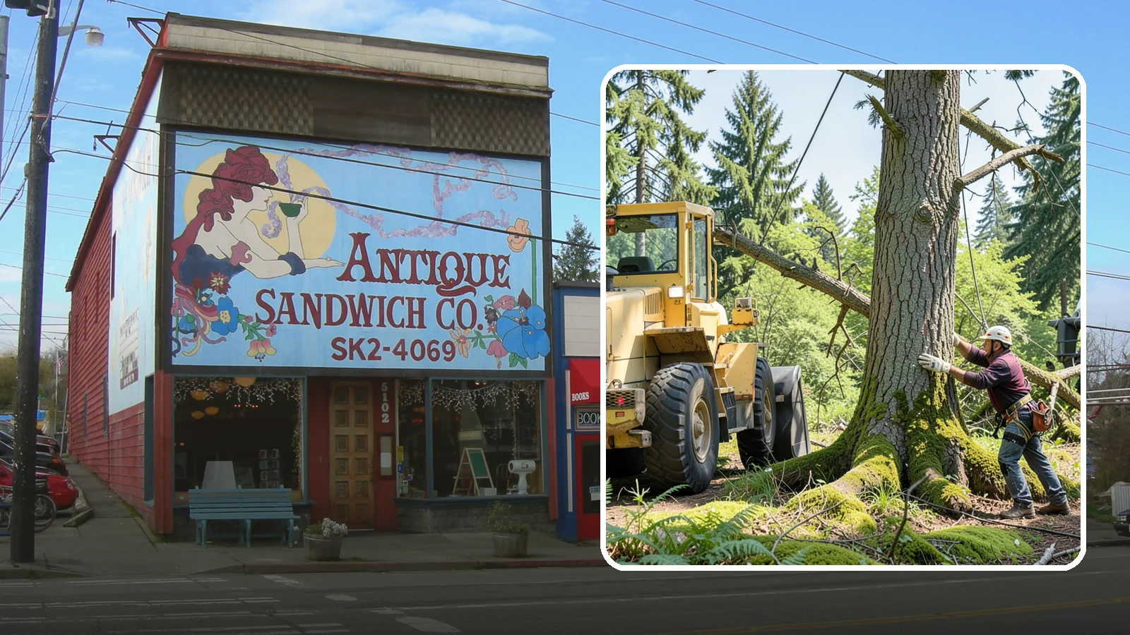 Hanging limb removal in Ruston, Pierce County, WA - The removal of broken, suspended limbs.