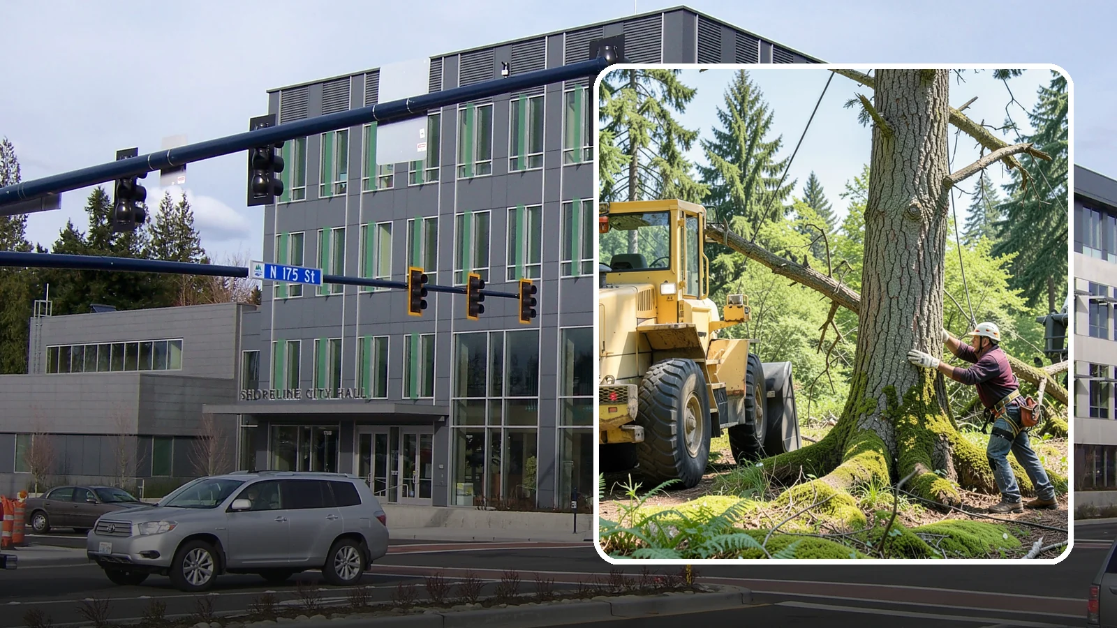 Hanging limb removal in Shoreline, King County, WA - The removal of broken, suspended limbs.