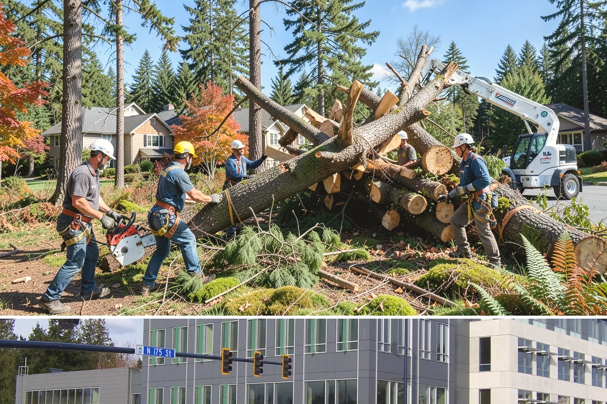 Hanging limb removal in Shoreline, King County, WA - This storm response service is performed immediately following severe weather events to eliminate hazards when hanging branches...