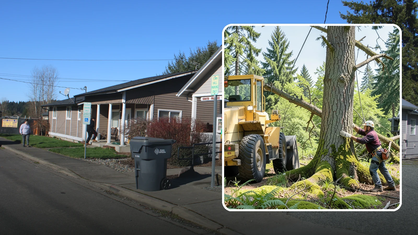 Hanging limb removal in South Prairie, Pierce County, WA - The removal of broken, suspended limbs.
