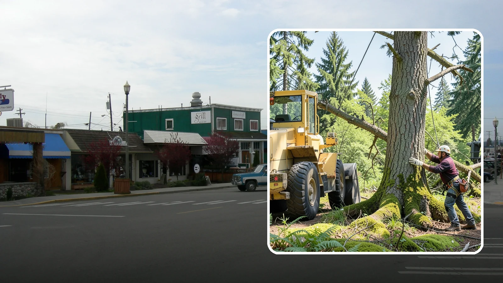 Hanging limb removal in Stanwood, Snohomish County, WA - The removal of broken, suspended limbs.
