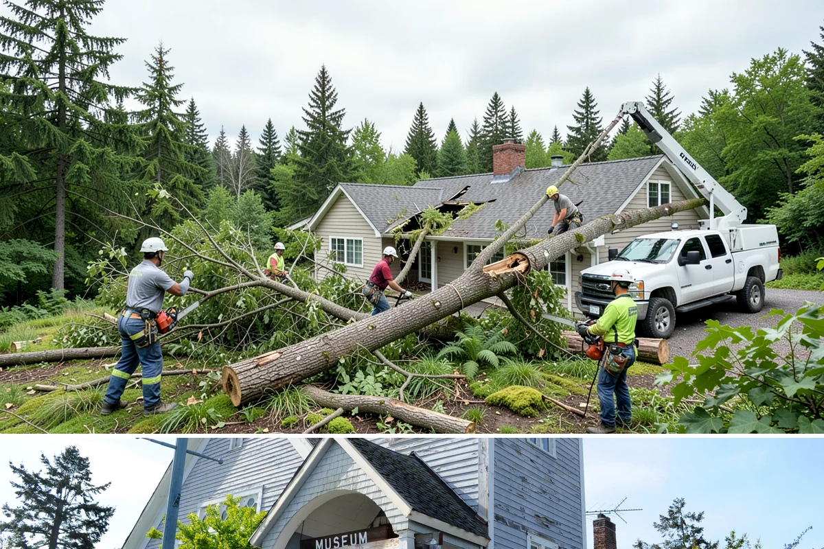 Hanging limb removal in Steilacoom, Pierce County, WA - This storm response service is performed immediately following severe weather events to eliminate hazards when hanging branches...