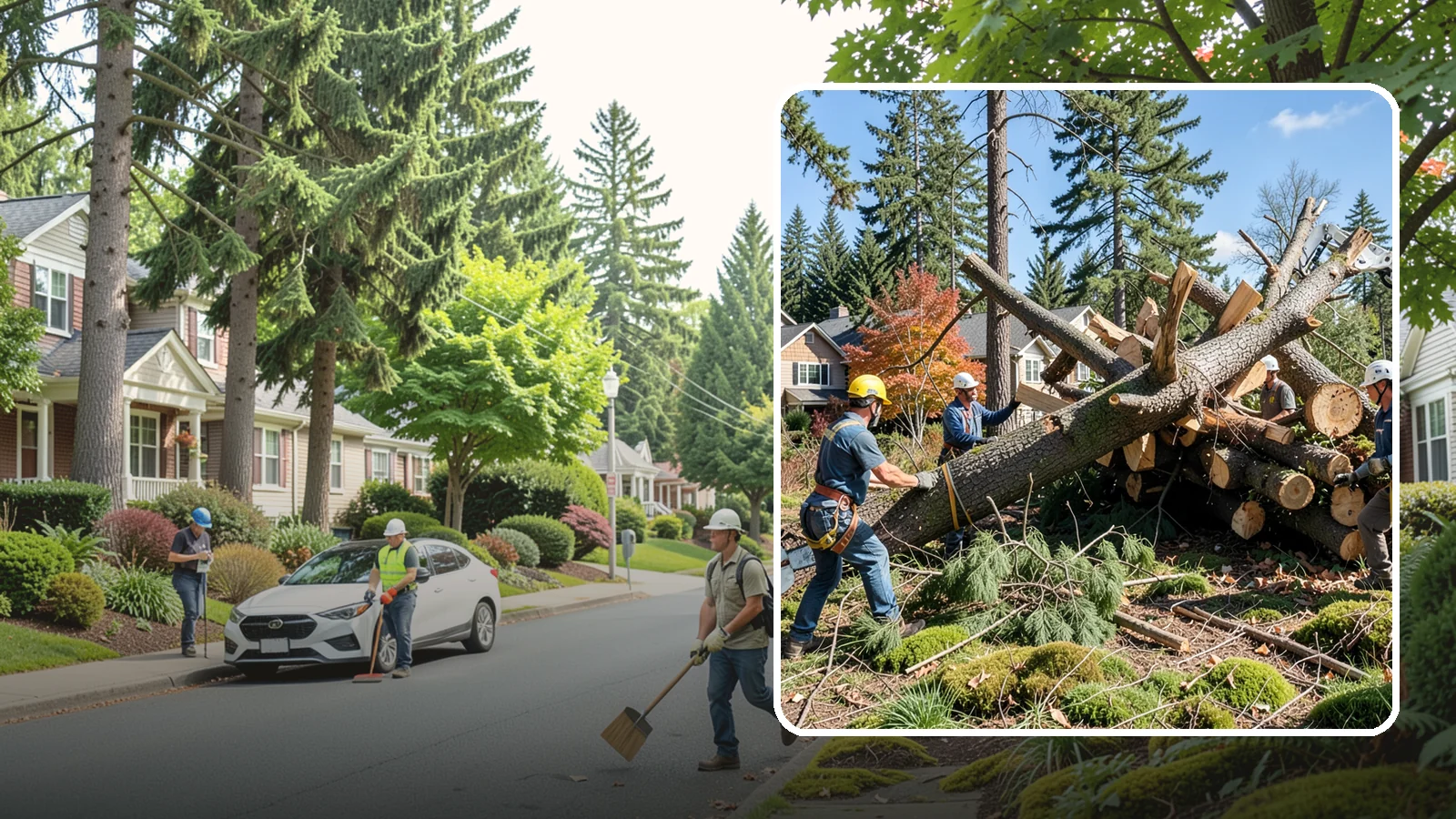 Hazardous tree removal in Beaux Arts Village, King County, WA - The controlled removal of trees that pose a safety risk due to structural defects, decay, or dangerous lean.