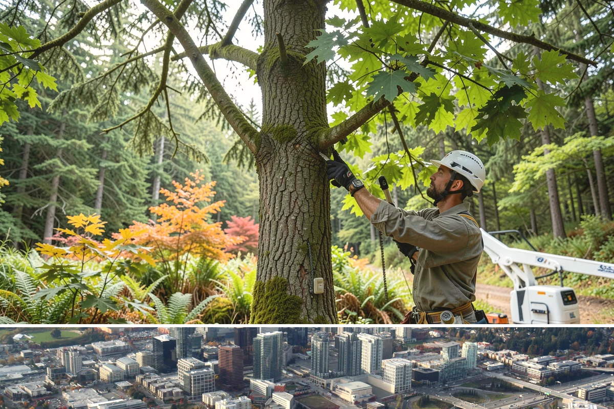 Hazardous tree removal in Bellevue, King County, WA - Work can be performed year-round but may require specialized rigging gear during wet seasons