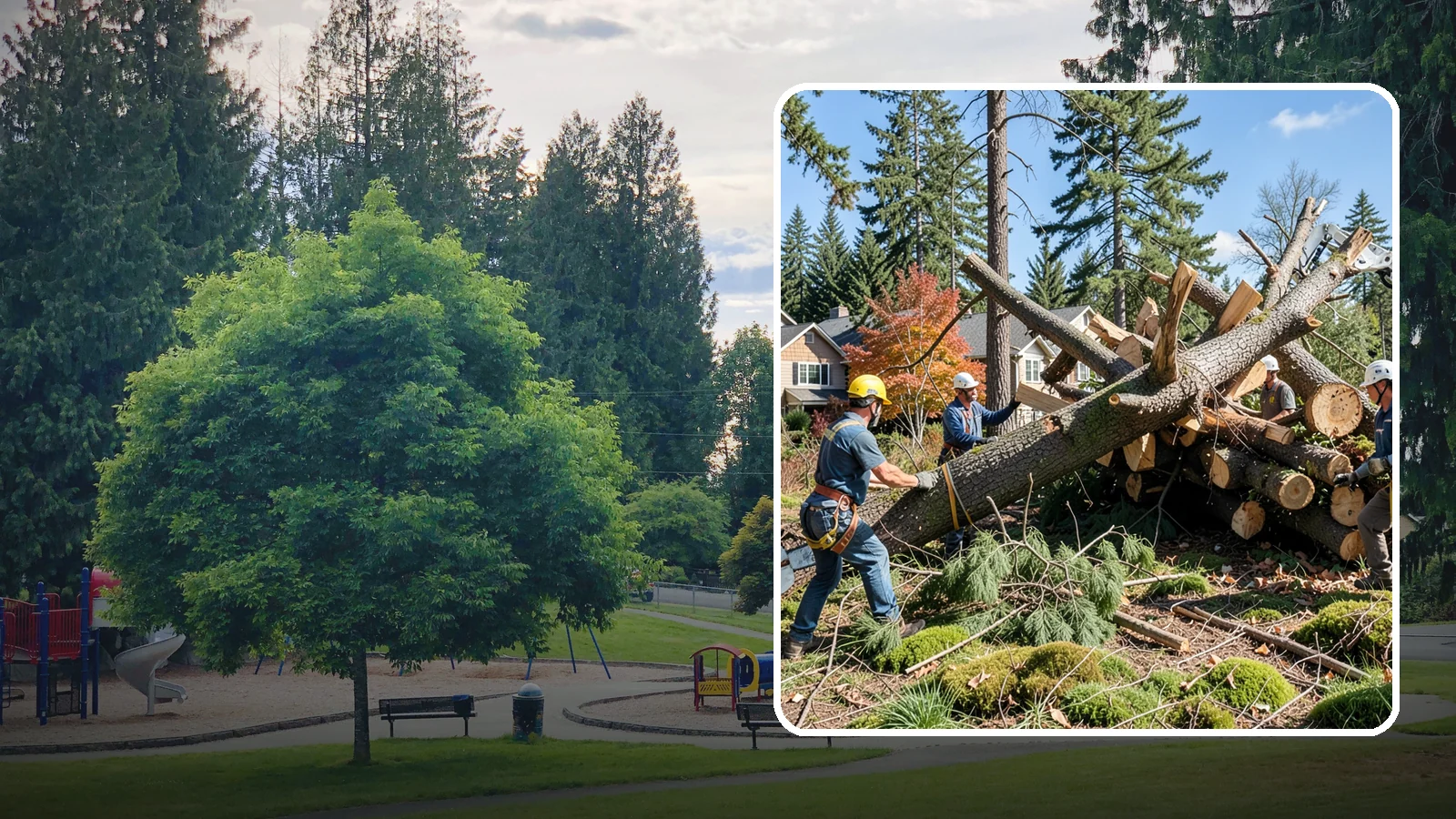 Hazardous tree removal in Bonney Lake, Pierce County, WA - The controlled removal of trees that pose a safety risk due to structural defects, decay, or dangerous lean.
