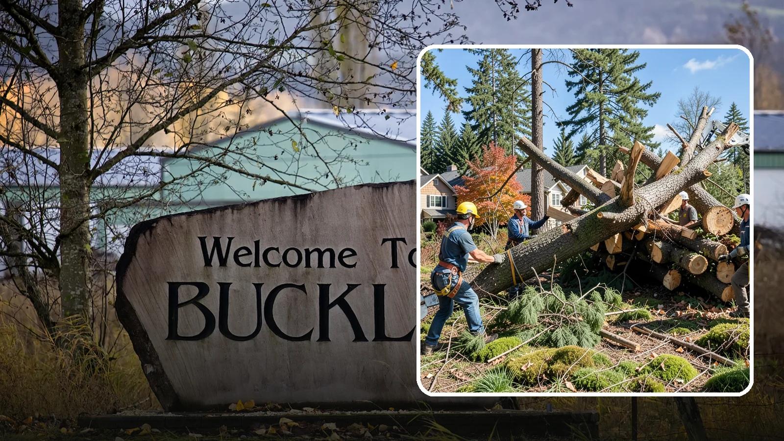 Hazardous tree removal in Buckley, Pierce County, WA - The controlled removal of trees that pose a safety risk due to structural defects, decay, or dangerous lean.