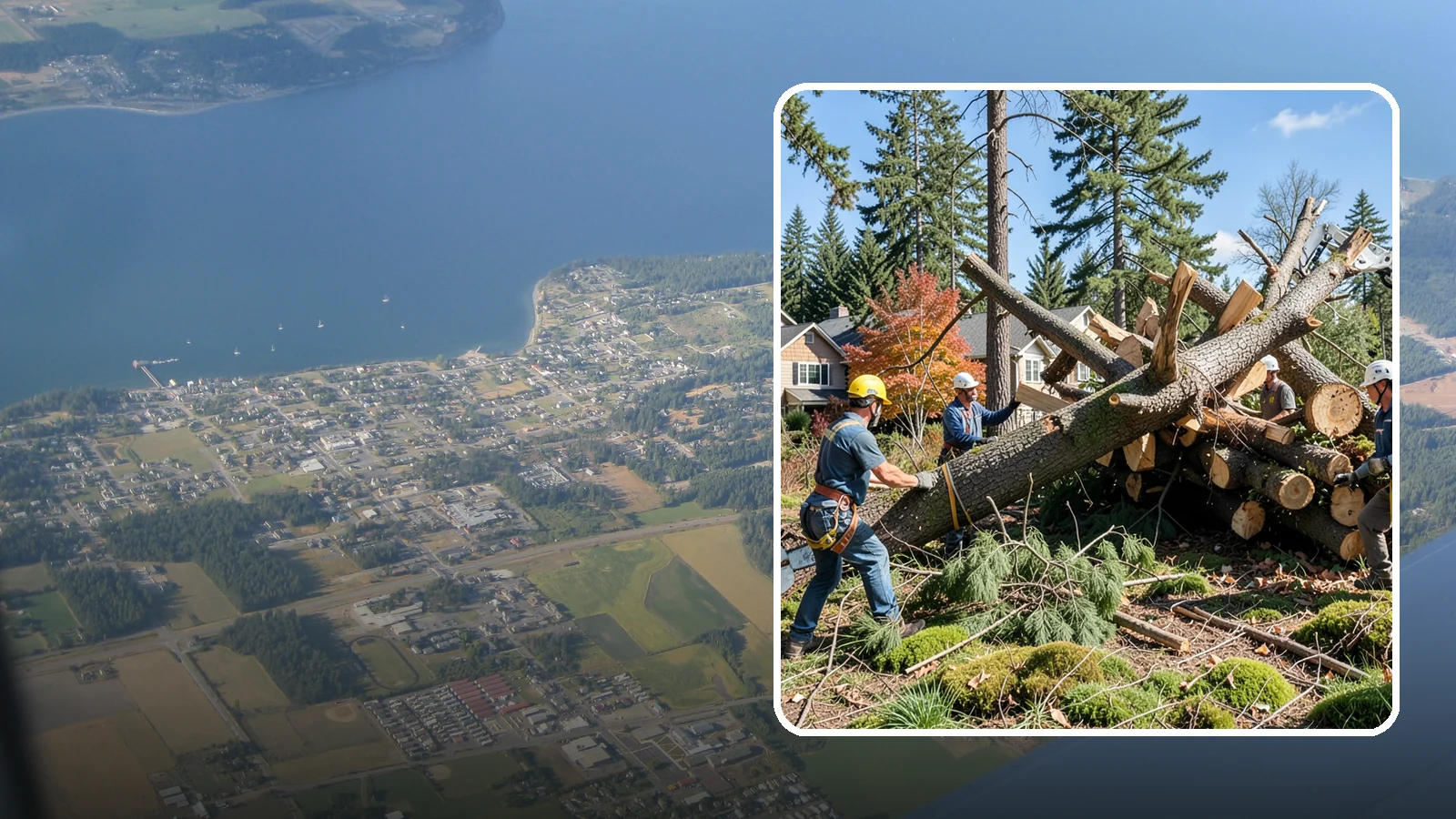 Hazardous tree removal in Coupeville, Island County, WA - The controlled removal of trees that pose a safety risk due to structural defects, decay, or dangerous lean.