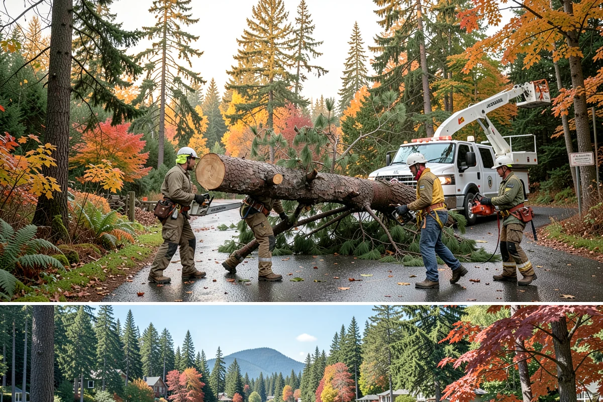 Hazardous tree removal in Covington, King County, WA - Work can be performed year-round but may require specialized rigging gear during wet seasons