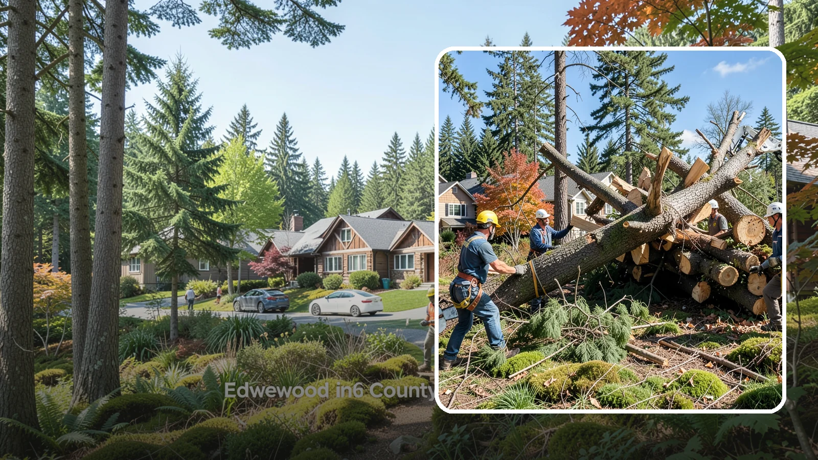 Hazardous tree removal in Edgewood, Pierce County, WA - The controlled removal of trees that pose a safety risk due to structural defects, decay, or dangerous lean.