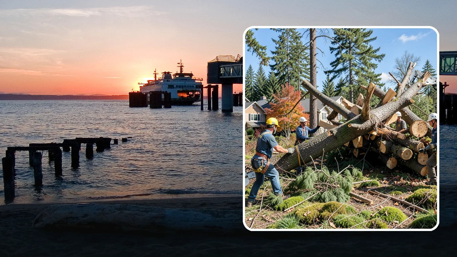 Hazardous tree removal in Edmonds, Snohomish County, WA - The controlled removal of trees that pose a safety risk due to structural defects, decay, or dangerous lean.