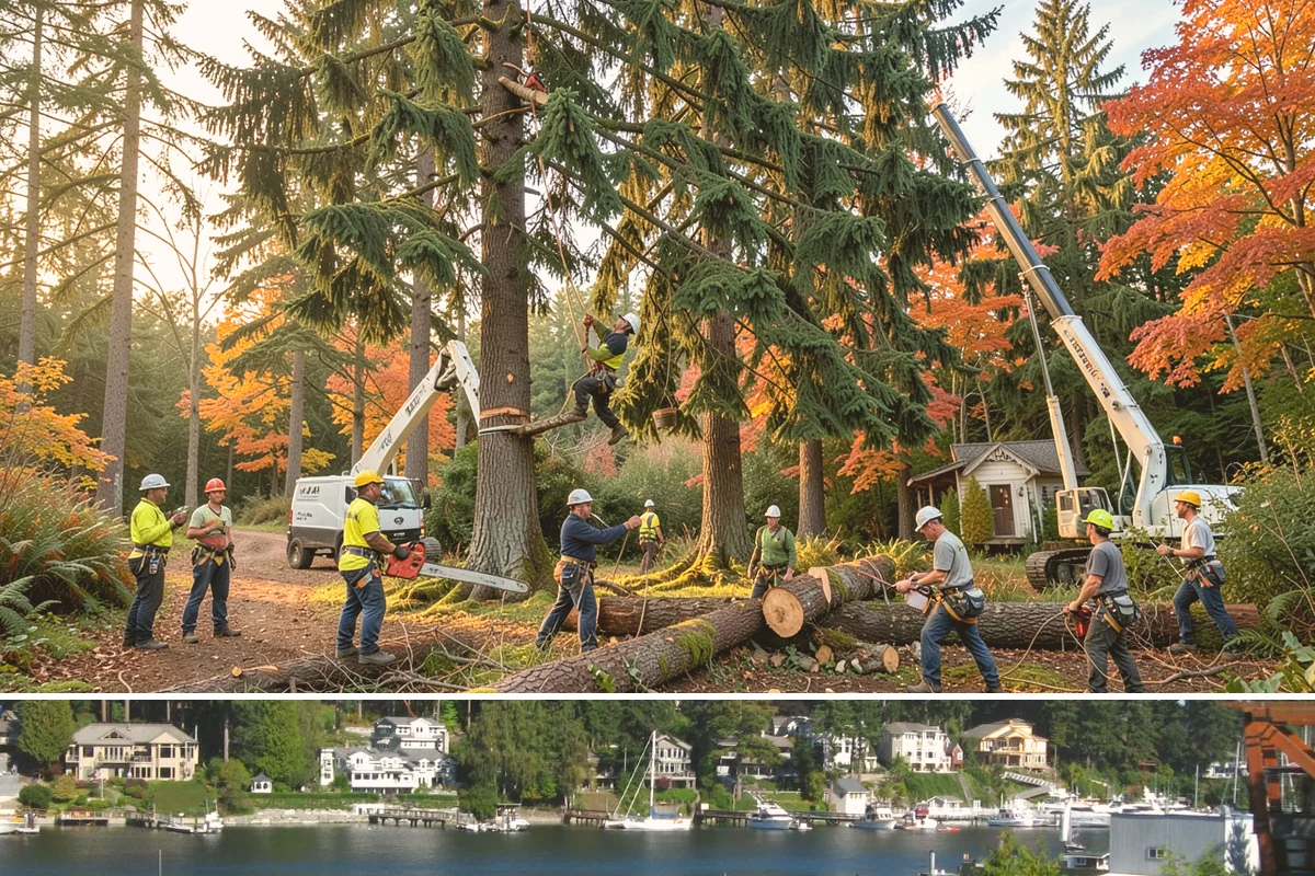 Hazardous tree removal in Gig Harbor, Pierce County, WA - Work can be performed year-round but may require specialized rigging gear during wet seasons