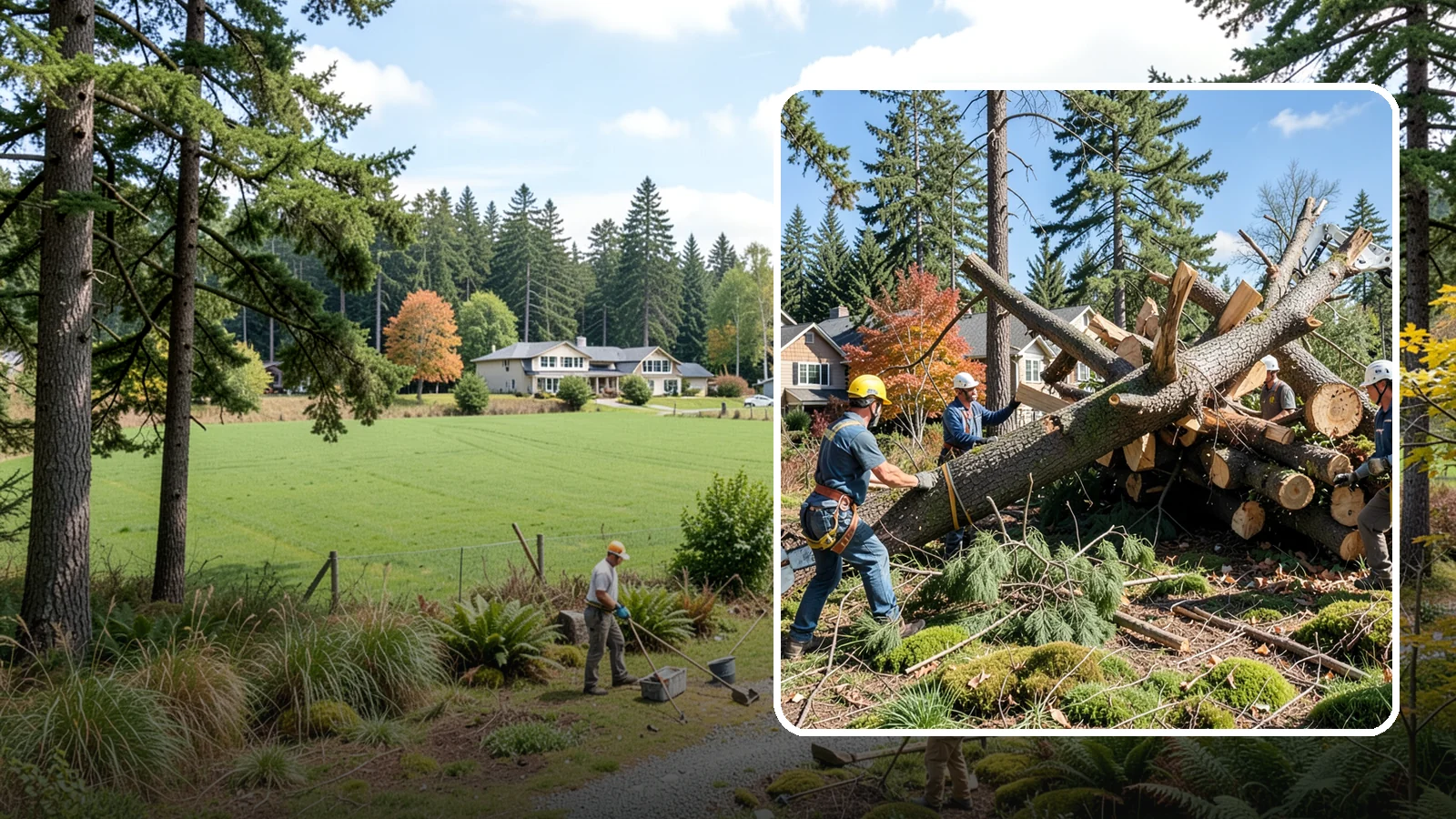 Hazardous tree removal in Lyman, Skagit County, WA - The controlled removal of trees that pose a safety risk due to structural defects, decay, or dangerous lean.