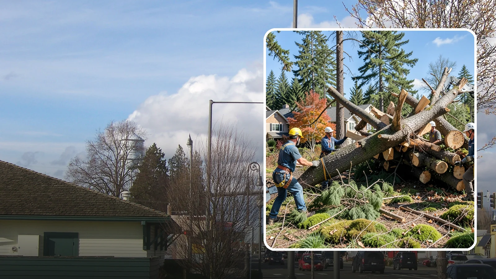 Hazardous tree removal in Marysville, Snohomish County, WA - The controlled removal of trees that pose a safety risk due to structural defects, decay, or dangerous lean.