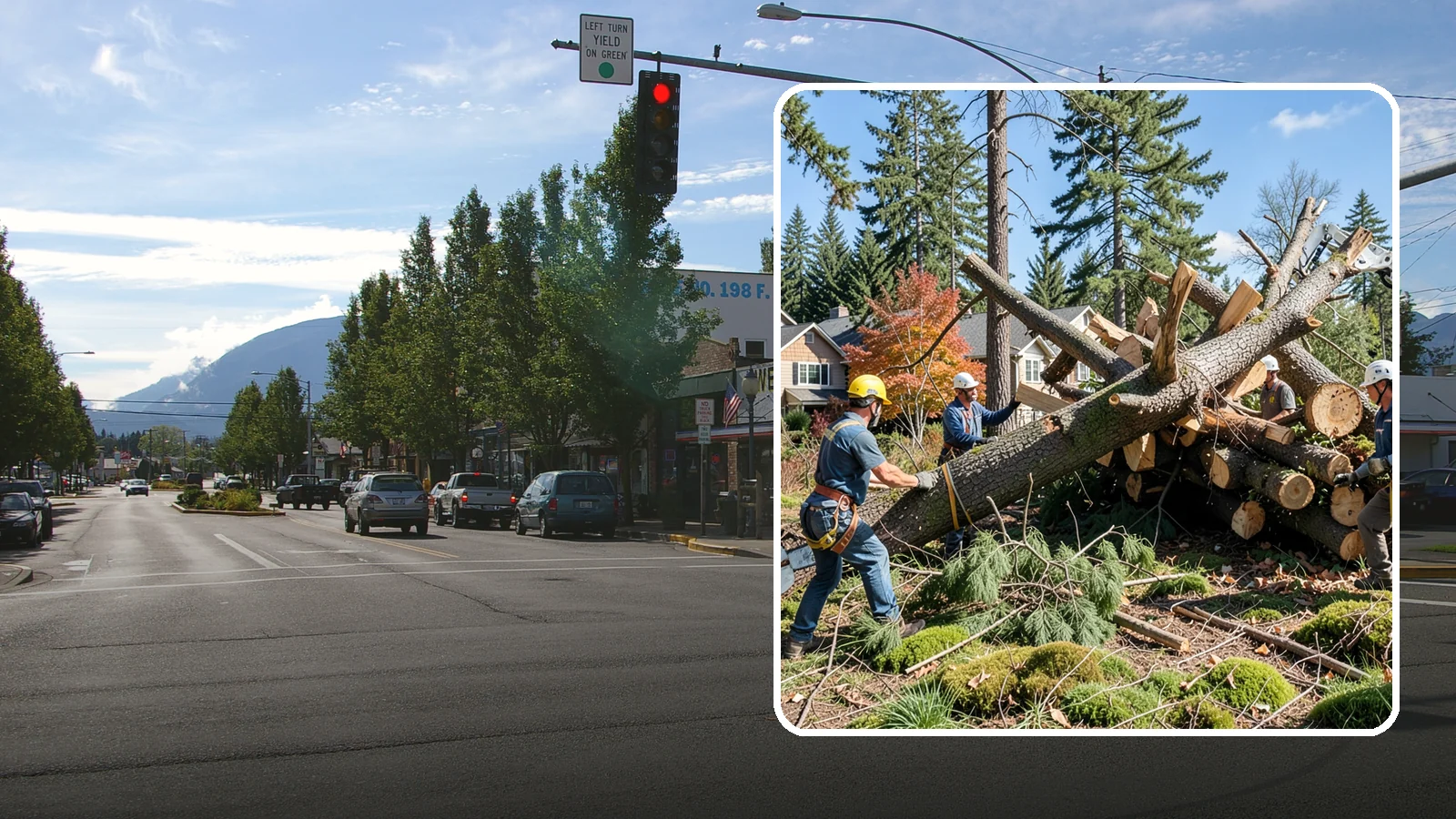 Hazardous tree removal in North Bend, King County, WA - The controlled removal of trees that pose a safety risk due to structural defects, decay, or dangerous lean.