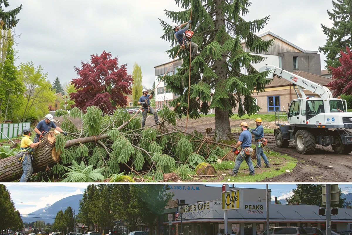 Hazardous tree removal in North Bend, King County, WA - Work can be performed year-round but may require specialized rigging gear during wet seasons