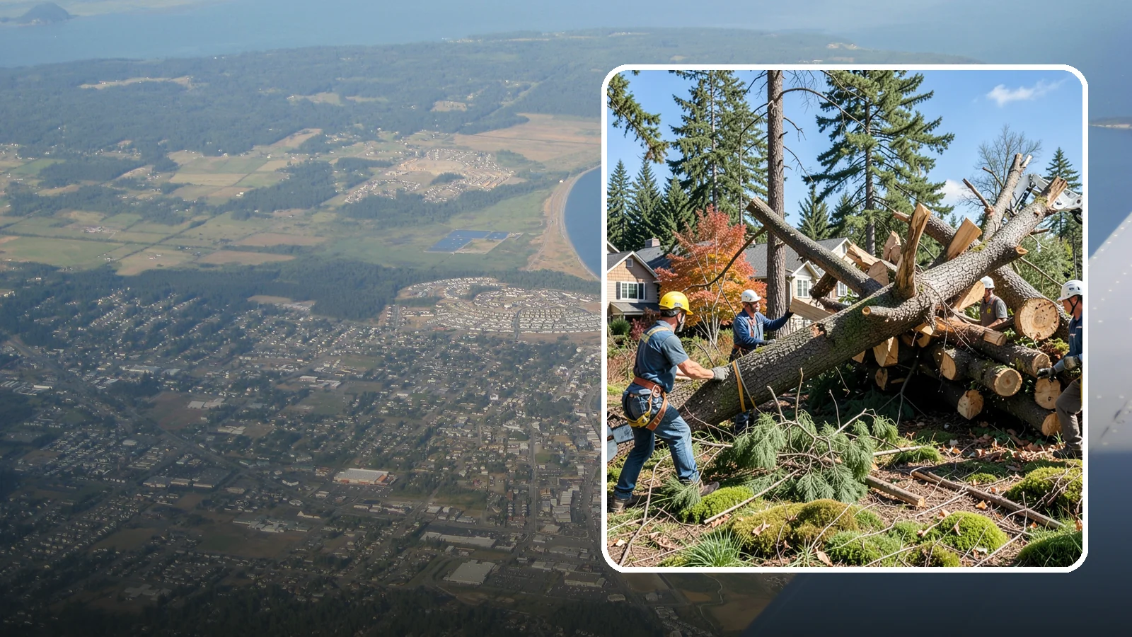 Hazardous tree removal in Oak Harbor, Island County, WA - The controlled removal of trees that pose a safety risk due to structural defects, decay, or dangerous lean.