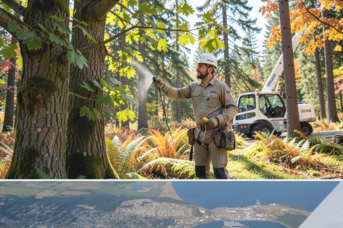 Hazardous tree removal in Oak Harbor, Island County, WA - Work can be performed year-round but may require specialized rigging gear during wet seasons