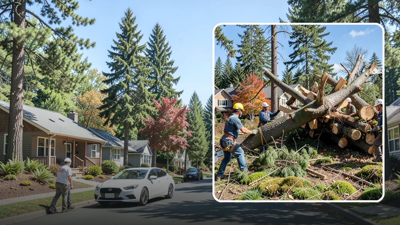 Hazardous tree removal in Orting, Pierce County, WA - The controlled removal of trees that pose a safety risk due to structural defects, decay, or dangerous lean.