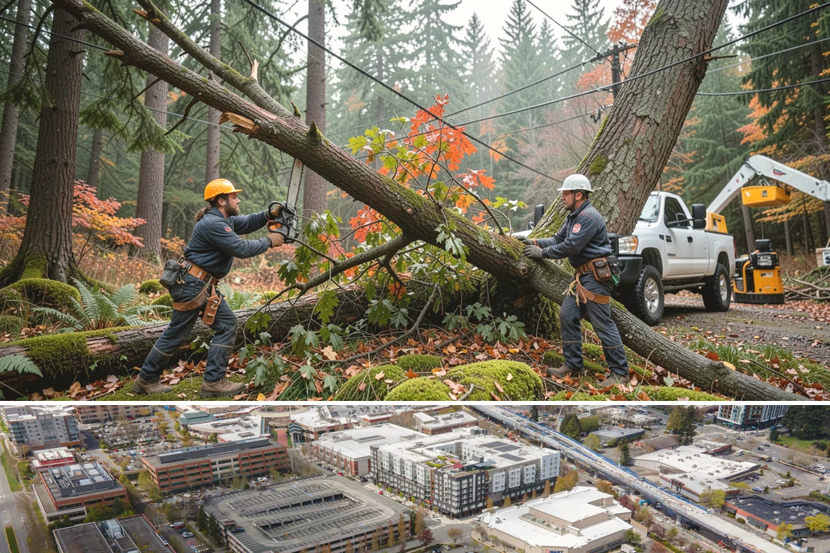 Hazardous tree removal in Redmond, King County, WA - Work can be performed year-round but may require specialized rigging gear during wet seasons