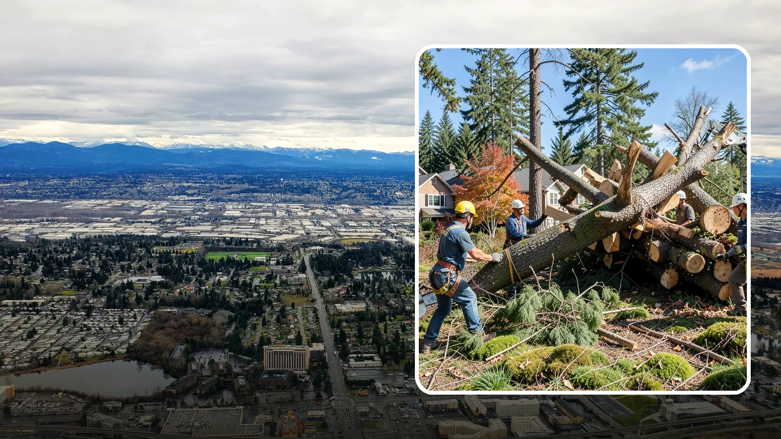 Hazardous tree removal in SeaTac, King County, WA - The controlled removal of trees that pose a safety risk due to structural defects, decay, or dangerous lean.
