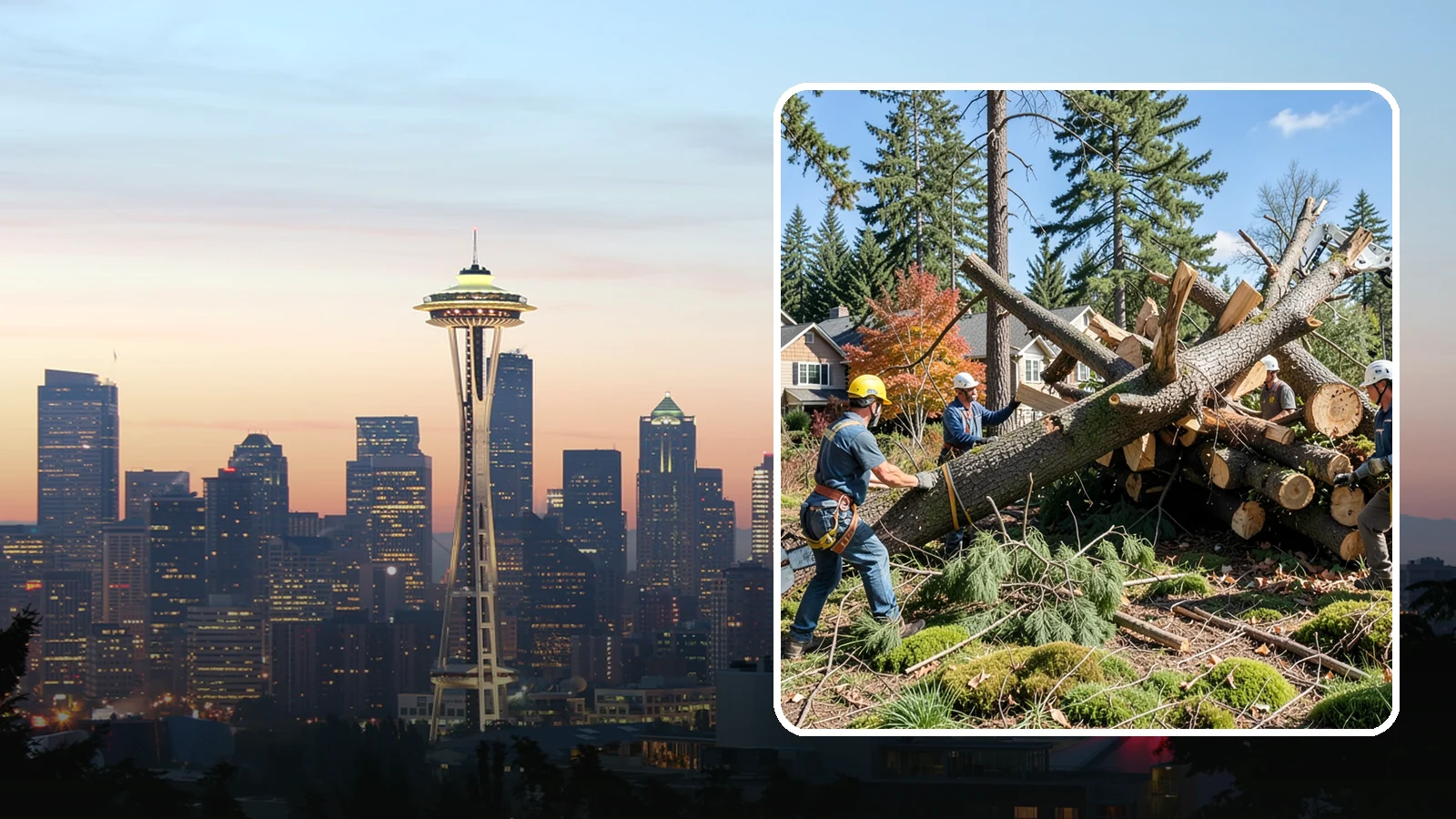 Hazardous tree removal in Seattle, King County, WA - The controlled removal of trees that pose a safety risk due to structural defects, decay, or dangerous lean.