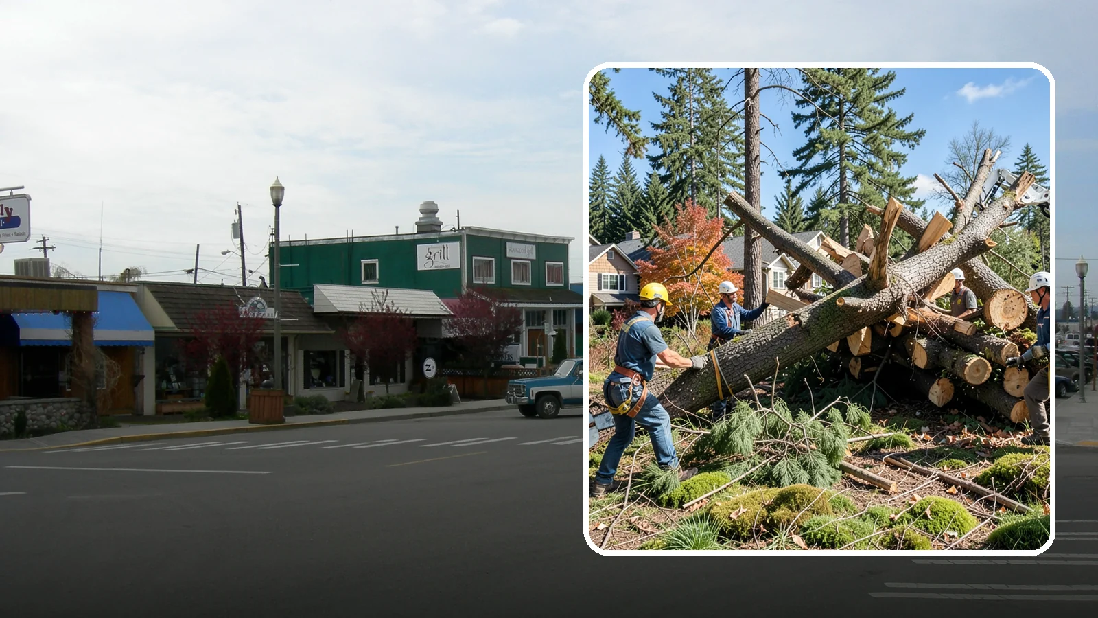 Hazardous tree removal in Stanwood, Snohomish County, WA - The controlled removal of trees that pose a safety risk due to structural defects, decay, or dangerous lean.