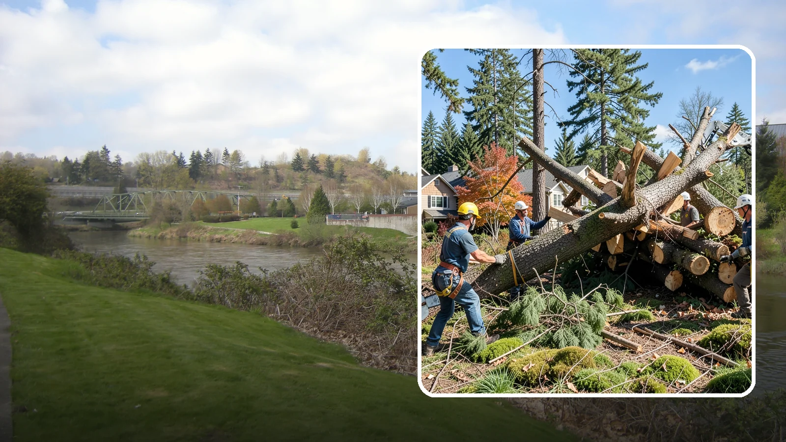 Hazardous tree removal in Tukwila, King County, WA - The controlled removal of trees that pose a safety risk due to structural defects, decay, or dangerous lean.