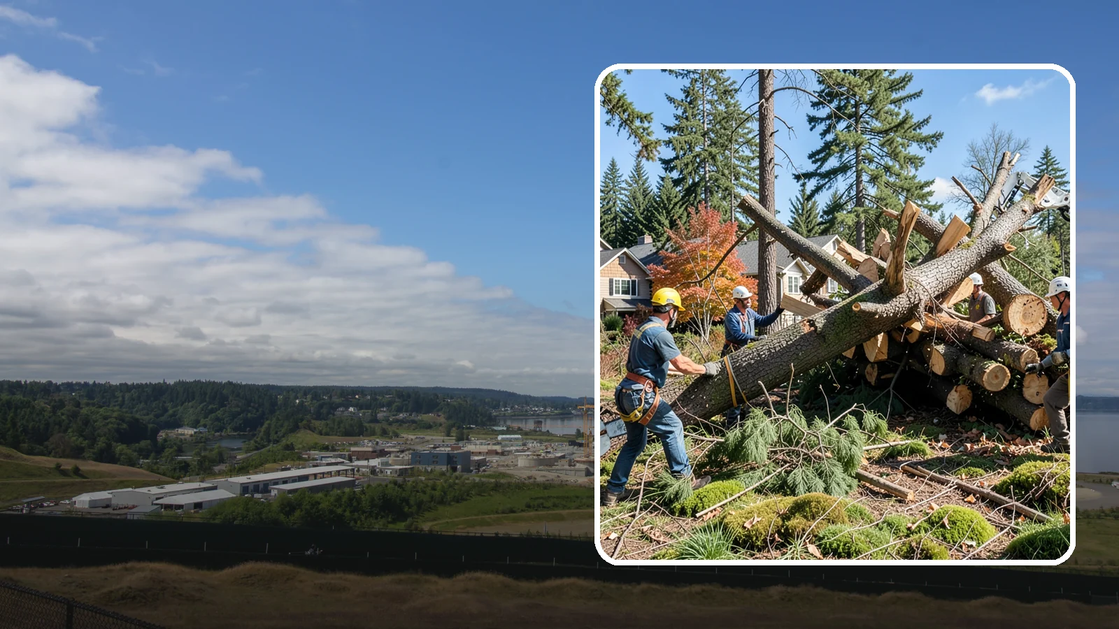 Hazardous tree removal in University Place, Pierce County, WA - The controlled removal of trees that pose a safety risk due to structural defects, decay, or dangerous lean.