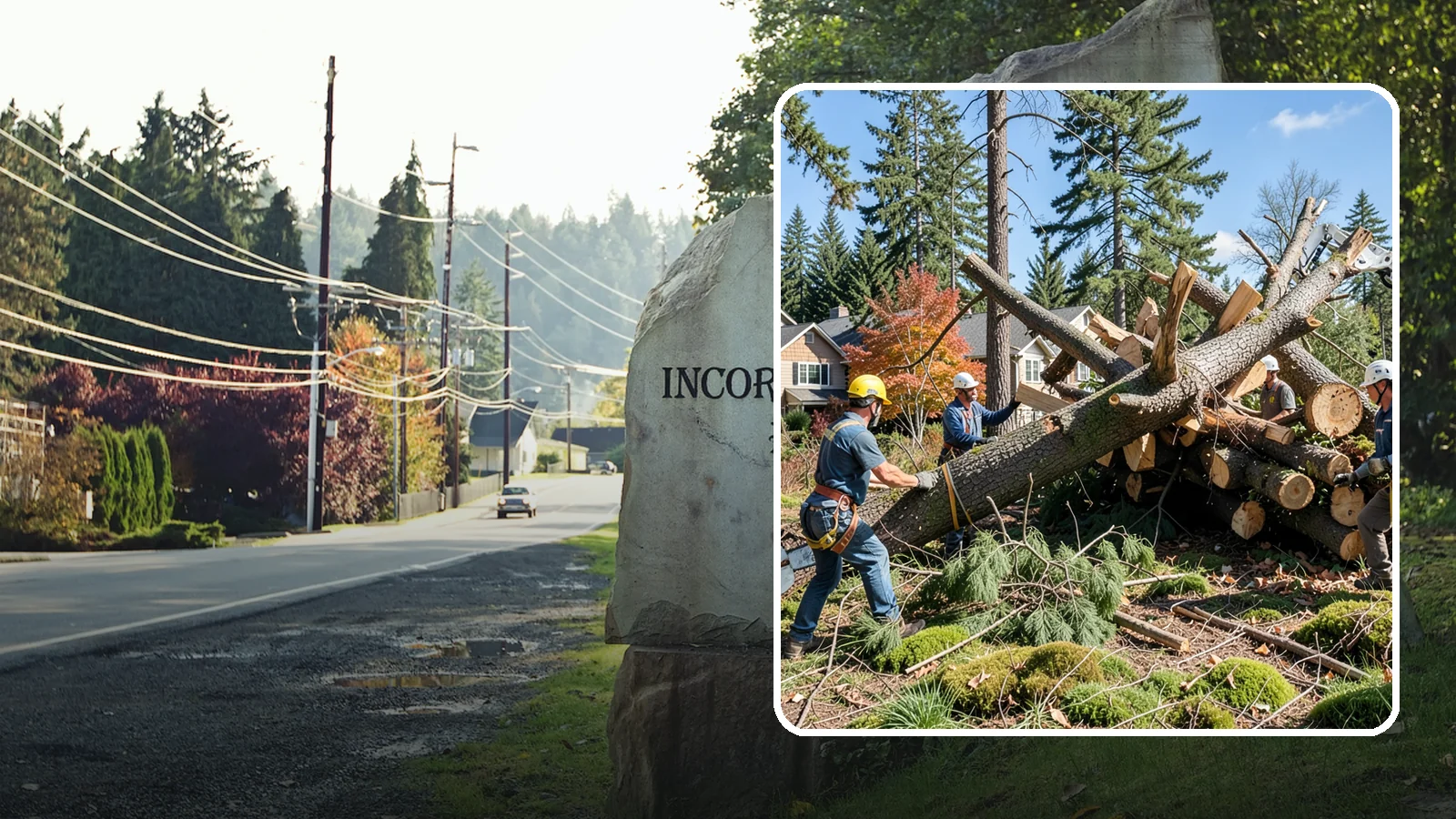Hazardous tree removal in Wilkeson, Pierce County, WA - The controlled removal of trees that pose a safety risk due to structural defects, decay, or dangerous lean.
