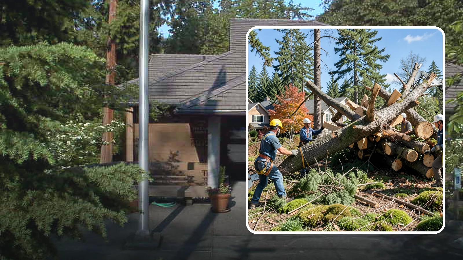 Hazardous tree removal in Yarrow Point, King County, WA - The controlled removal of trees that pose a safety risk due to structural defects, decay, or dangerous lean.