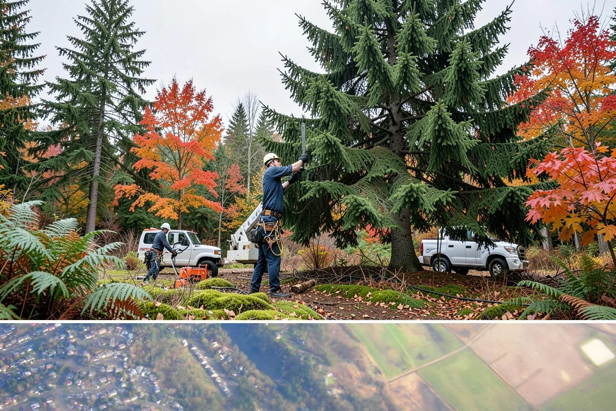 Invasive vegetation removal in Algona, King County, WA - Work can generally proceed year-round in Puget Sound weather but may be delayed during heavy rain on wet or steep sites.