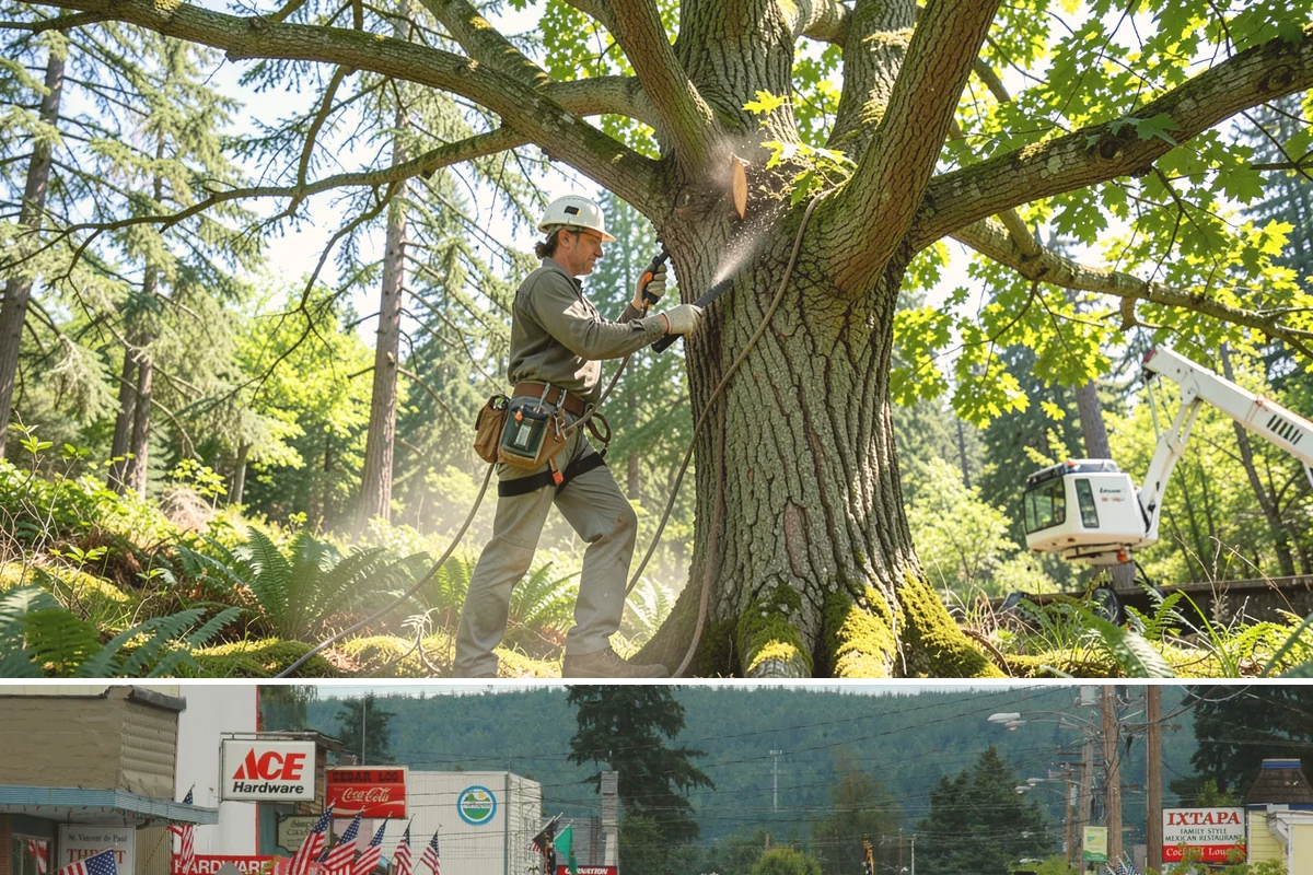 Invasive vegetation removal in Carnation, King County, WA - Work can generally proceed year-round in Puget Sound weather but may be delayed during heavy rain on wet or steep sites.