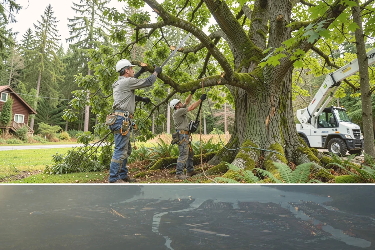 Invasive vegetation removal in Fife, Pierce County, WA - Work can generally proceed year-round in Puget Sound weather but may be delayed during heavy rain on wet or steep sites.