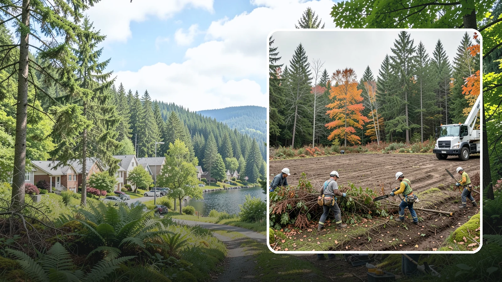 Invasive vegetation removal in Lake Forest Park, King County, WA - The removal of invasive plant species.