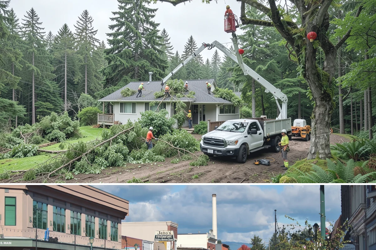 Invasive vegetation removal in Monroe, Snohomish County, WA - Work can generally proceed year-round in Puget Sound weather but may be delayed during heavy rain on wet or steep sites.