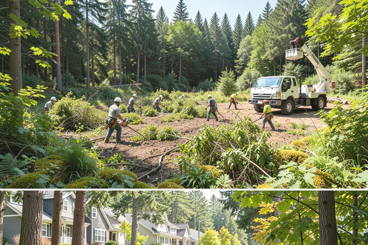 Invasive vegetation removal in Normandy Park, King County, WA - Work can generally proceed year-round in Puget Sound weather but may be delayed during heavy rain on wet or steep sites.