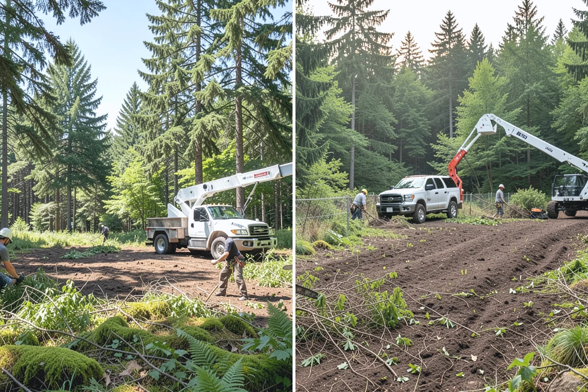 Invasive vegetation removal in Roy, Pierce County, WA - Assess the site and mark features to protect