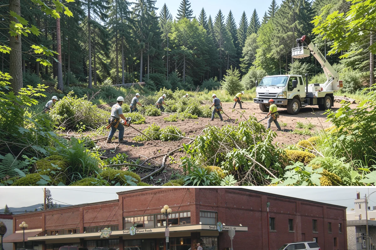 Invasive vegetation removal in Sedro-Woolley, Skagit County, WA - Work can generally proceed year-round in Puget Sound weather but may be delayed during heavy rain on wet or steep sites.