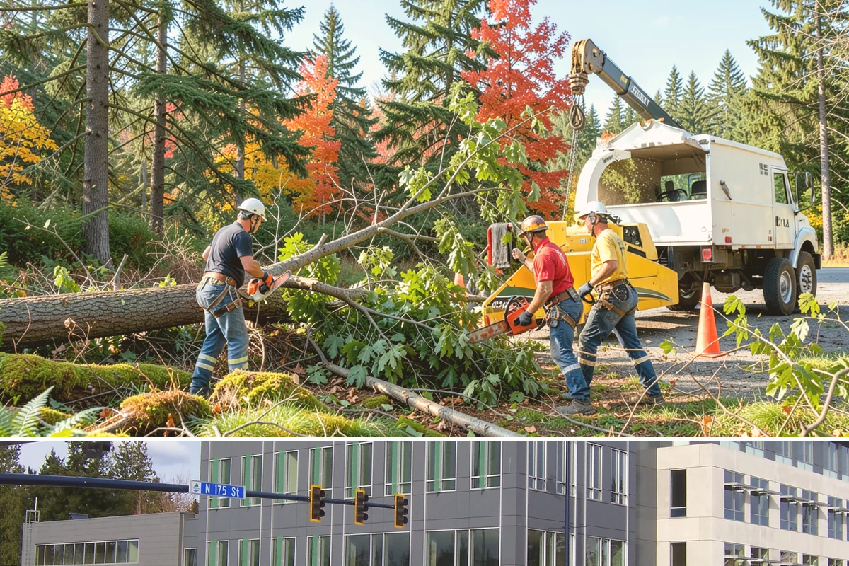 Invasive vegetation removal in Shoreline, King County, WA - Work can generally proceed year-round in Puget Sound weather but may be delayed during heavy rain on wet or steep sites.