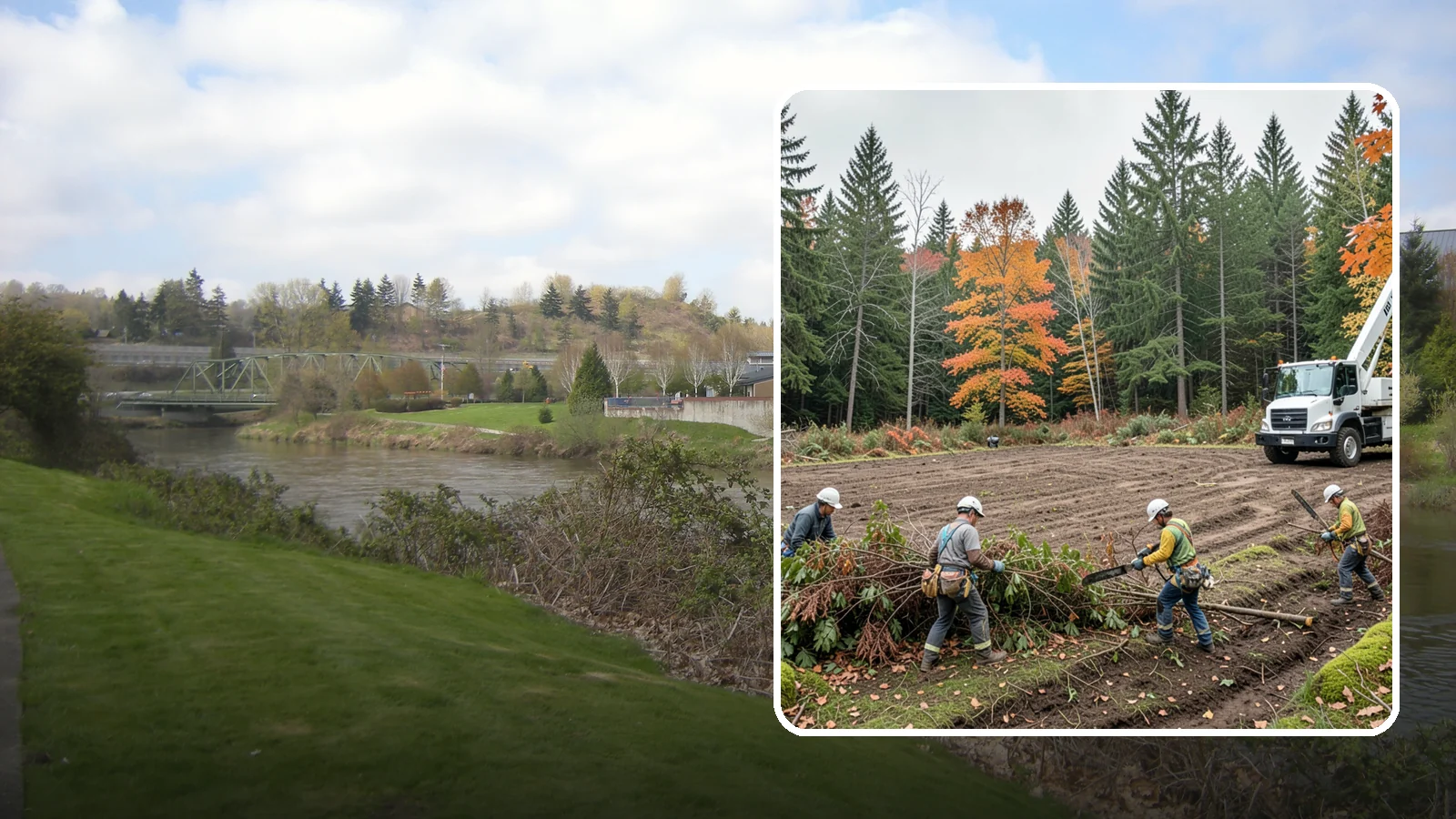 Invasive vegetation removal in Tukwila, King County, WA - The removal of invasive plant species.