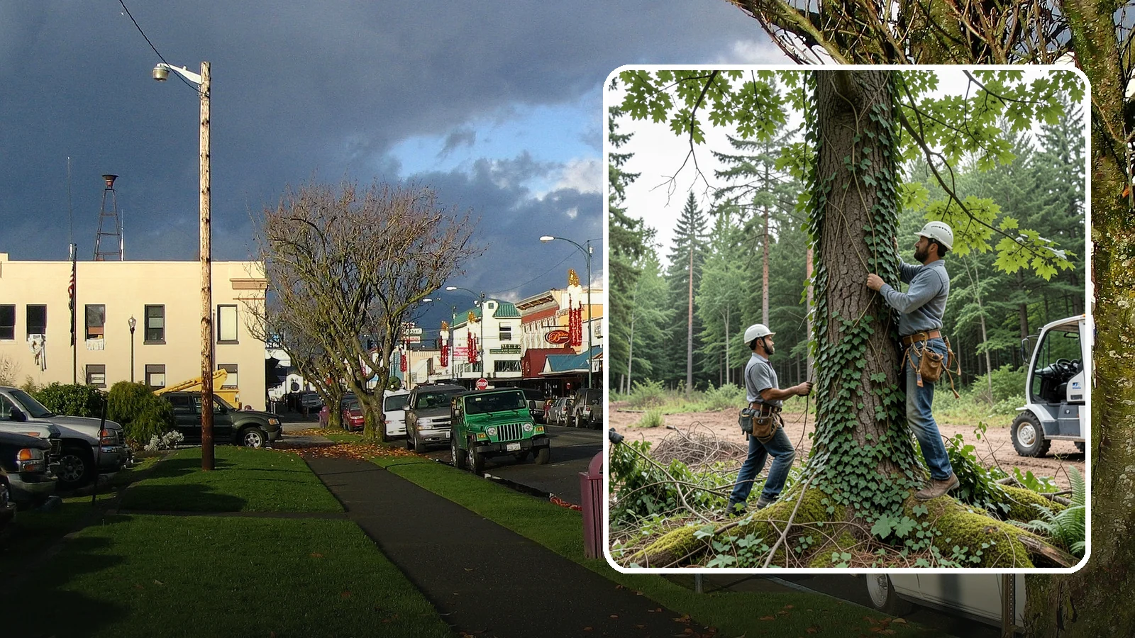 Ivy removal from trees in Arlington, Snohomish County, WA - The removal of ivy and climbing vines from trees.