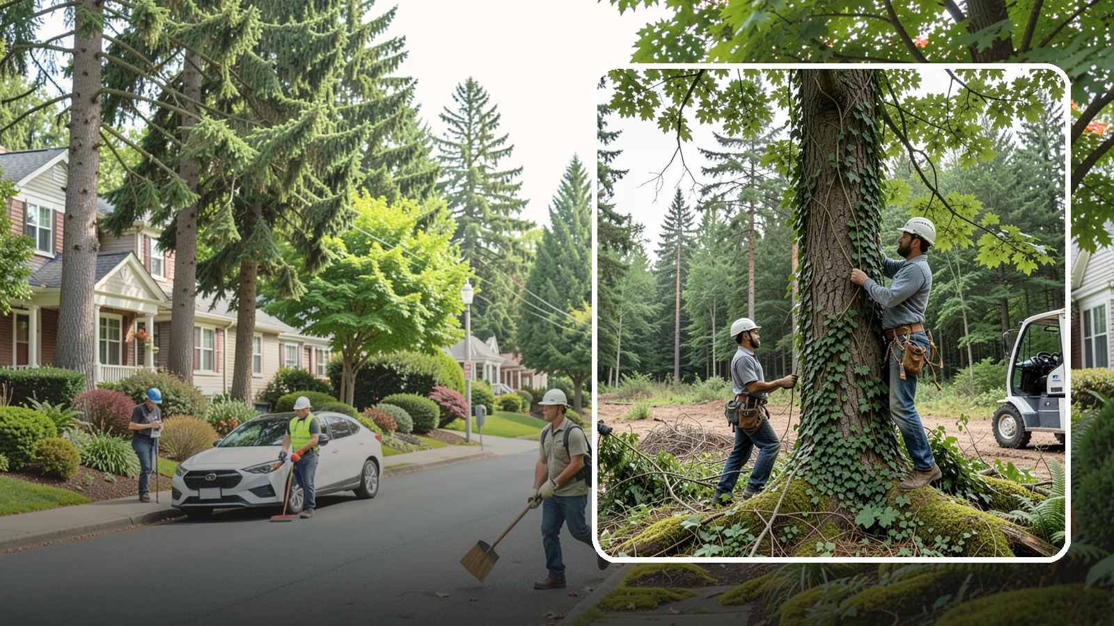 Ivy removal from trees in Beaux Arts Village, King County, WA - The removal of ivy and climbing vines from trees.