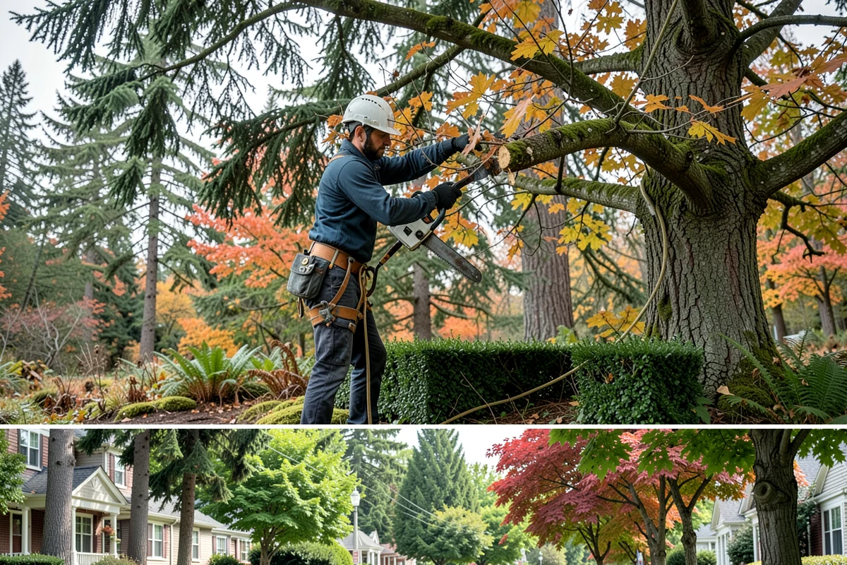 Ivy removal from trees in Beaux Arts Village, King County, WA - This work can be performed year-round in the Puget Sound climate but may require extra caution during wet seasons to prevent soil...