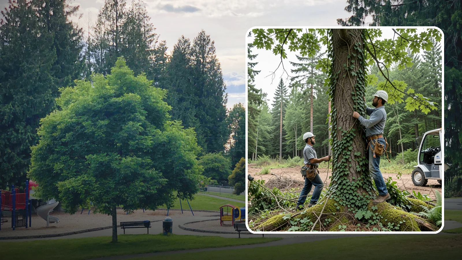 Ivy removal from trees in Bonney Lake, Pierce County, WA - The removal of ivy and climbing vines from trees.